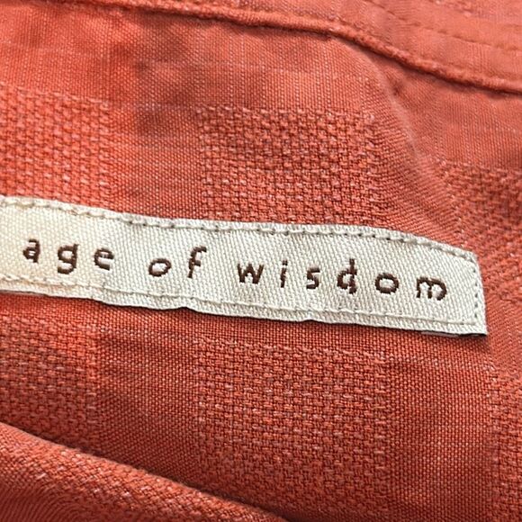 Age of Wisdom Mens Short Sleeve Woven Shirt Medium, Rust Orange Modal - Picture 6 of 8